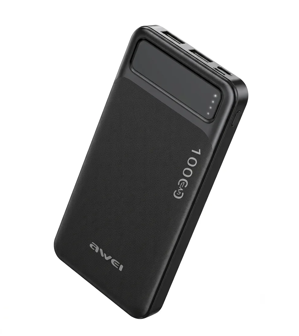 AWEI P5K 10000mAh Fast Charging Power Bank with Dual USB Output & Type-C Input