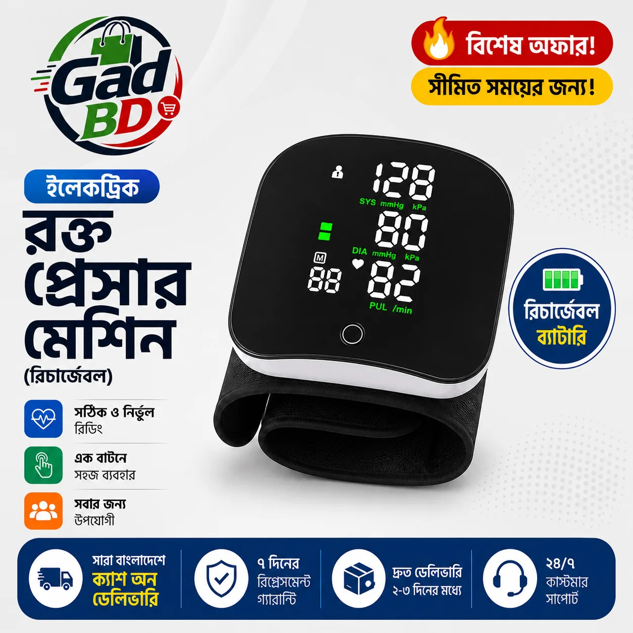 Smart Digital Wrist Blood Pressure Monitor
