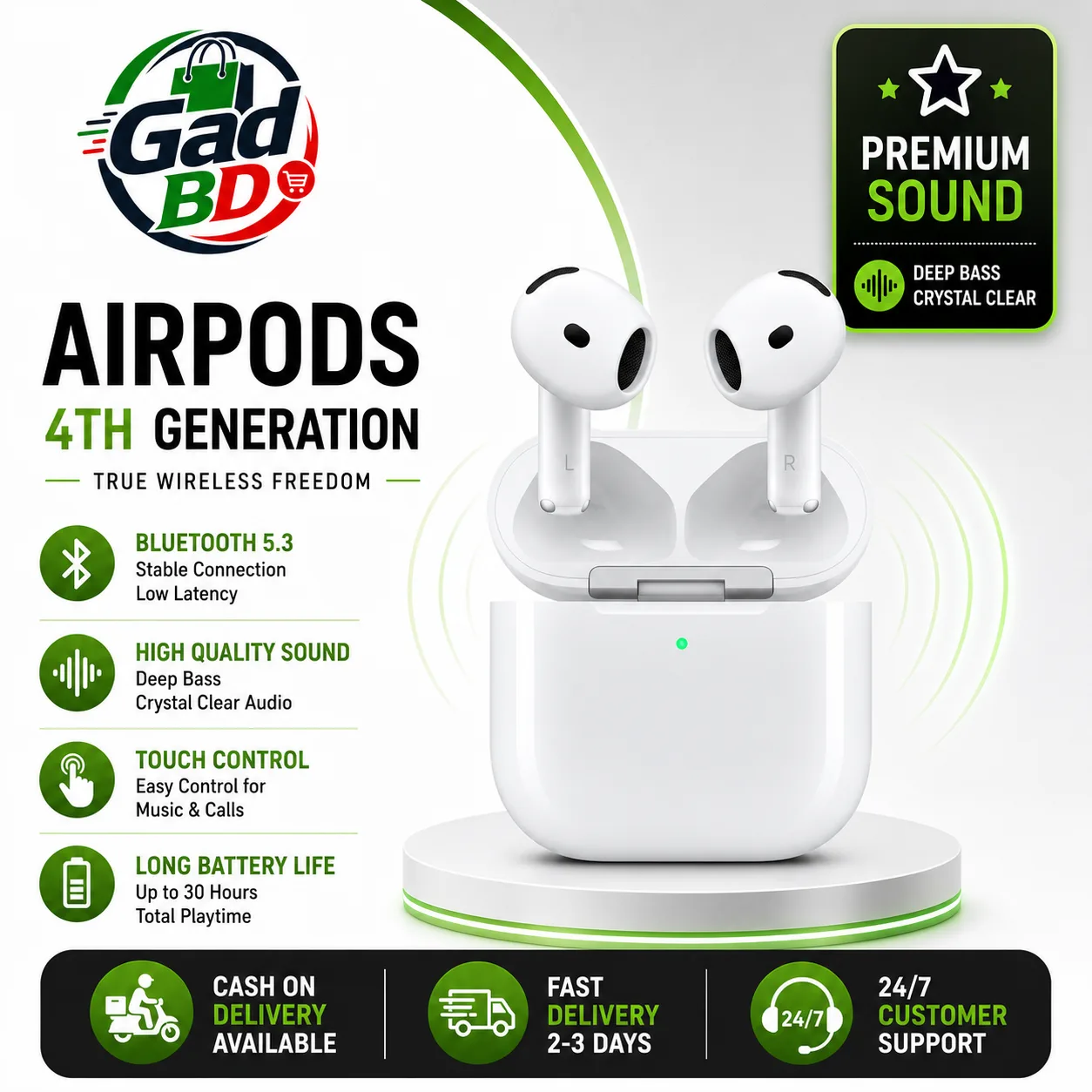 Apple AirPods 4th Generation True Wireless Bluetooth Earbuds