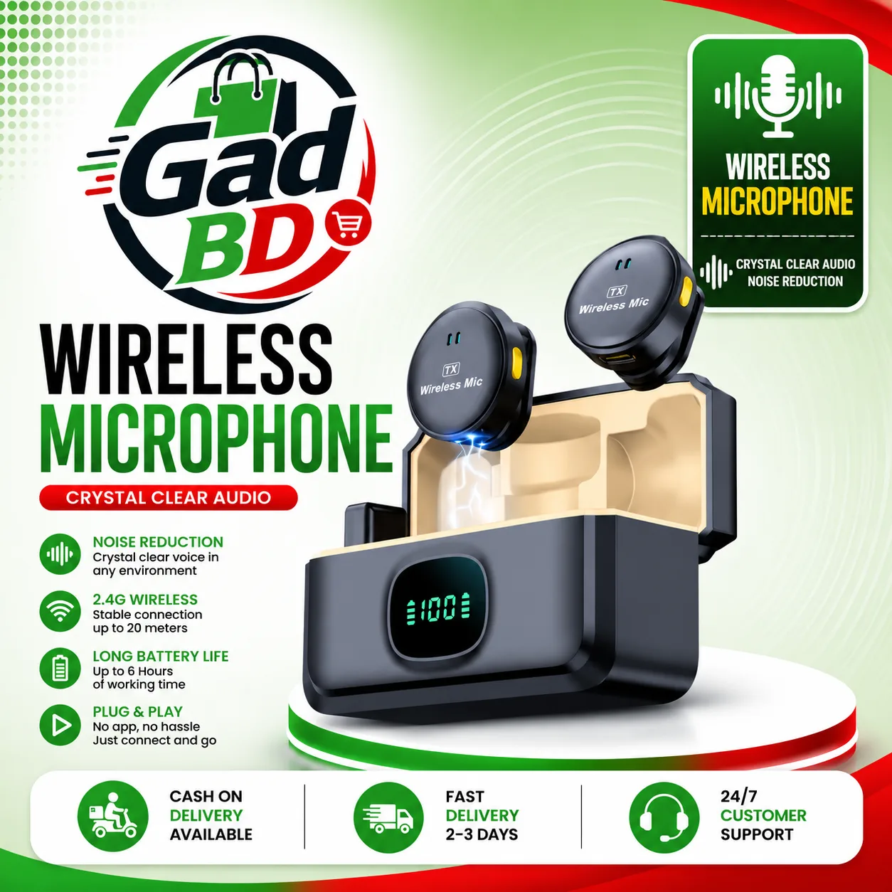 Wireless Microphone for iPhone 14 & Earlier Models | Lightning Plug
