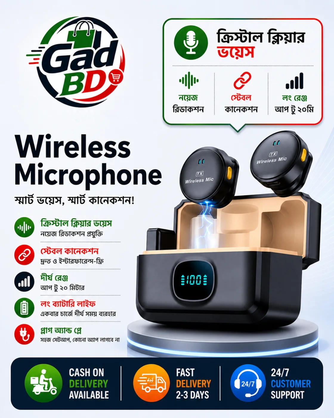Wireless Microphone for Type-C Android & iOS | Professional Clip Mic for Clear Voice Recording & Content Creation