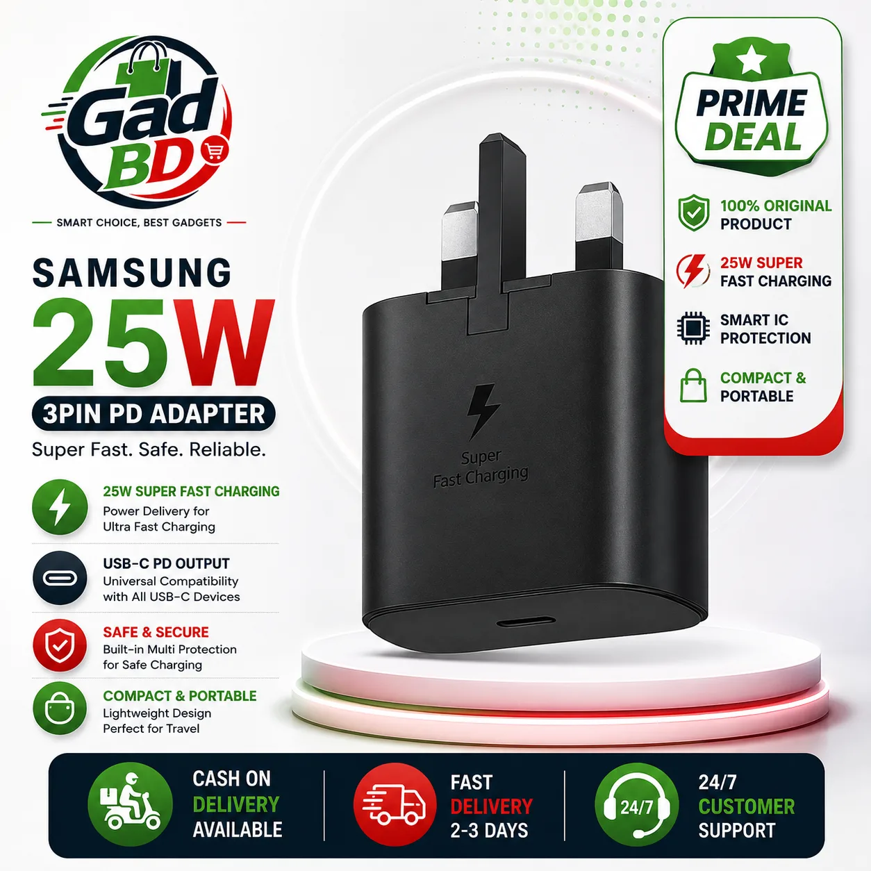 Samsung 25W Super Fast Charging Travel Adapter (3-Pin) USB-C Power Adapter for Galaxy Smartphones & USB-C Devices