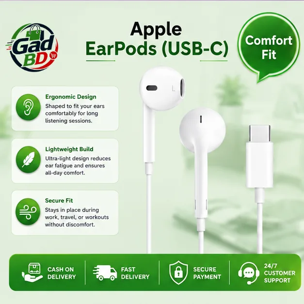 USB-C Headphones for iPhone – Wired Earphones with Clear Audio & Built-In Microphone