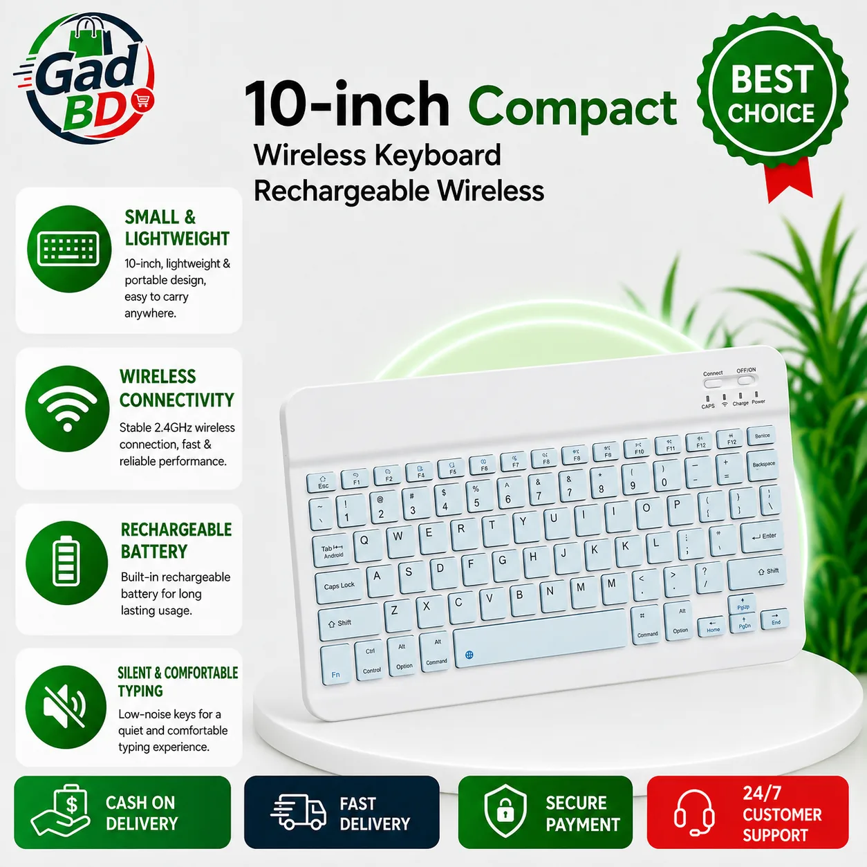 Sky Blue 10-Inch Mini Keyboard – Compact, Stylish & Space-Saving Design