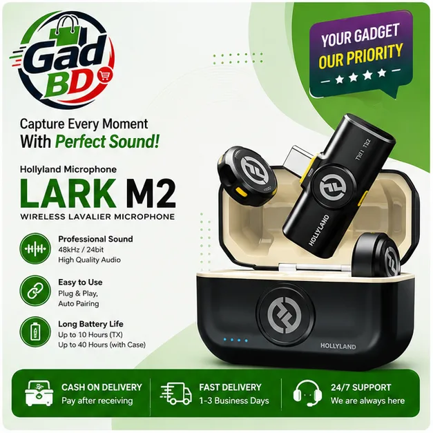 Hollyland LARK M2 Wireless Microphone – Compact Wireless Audio System for Creators