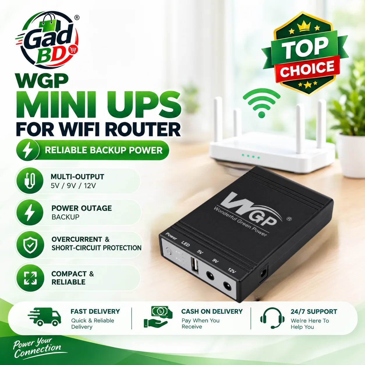 WGP Mini UPS for WiFi Router – Smart Power Backup for Router & ONU