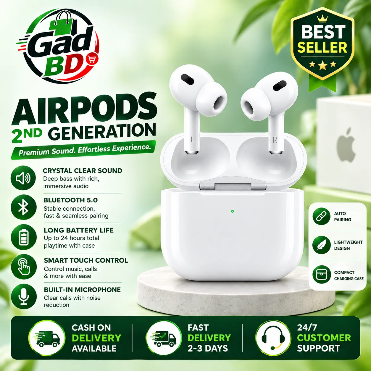 Apple AirPods Pro 2nd Generation Black & White – Premium Wireless ANC Earbuds